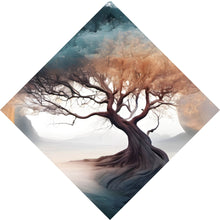 Lade das Bild in den Galerie-Viewer, Aluminiumbild gebürstet Surrealer Baum im Nebel Raute