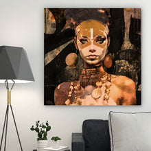 Lade das Bild in den Galerie-Viewer, Leinwandbild Surreales abstraktes Frauen Portrait Quadrat