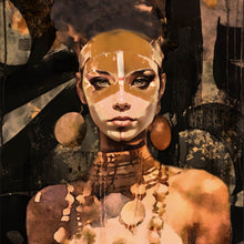 Lade das Bild in den Galerie-Viewer, Aluminiumbild gebürstet Surreales abstraktes Frauen Portrait Quadrat