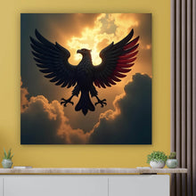 Lade das Bild in den Galerie-Viewer, Spannrahmenbild Symbolischer Adler in der Abenddämmerung Quadrat