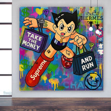 Lade das Bild in den Galerie-Viewer, Spannrahmenbild Take the Money and Run Quadrat