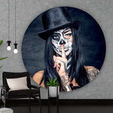 Lade das Bild in den Galerie-Viewer, Aluminiumbild gebürstet Tattoo La Catrina Kreis