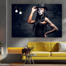 Lade das Bild in den Galerie-Viewer, Leinwandbild Tattoo La Catrina No.1 Querformat