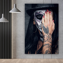 Lade das Bild in den Galerie-Viewer, Leinwandbild Tattoo La Catrina No.3 Hochformat