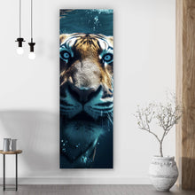 Lade das Bild in den Galerie-Viewer, Leinwandbild Tauchender Tiger Digital Art Panorama Hoch