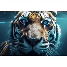 Lade das Bild in den Galerie-Viewer, Acrylglasbild Tauchender Tiger Digital Art Querformat