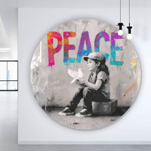 Lade das Bild in den Galerie-Viewer, Aluminiumbild gebürstet The World is ours Peace Kreis