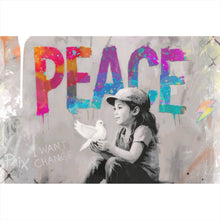 Lade das Bild in den Galerie-Viewer, Spannrahmenbild The World is ours Peace Querformat