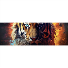 Lade das Bild in den Galerie-Viewer, Spannrahmenbild Tiger Portrait mit dynamischen Hintergrund Panorama