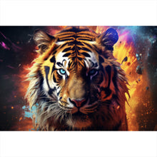 Lade das Bild in den Galerie-Viewer, Poster Tiger Portrait mit dynamischen Hintergrund Querformat