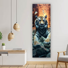 Lade das Bild in den Galerie-Viewer, Poster Tiger schwimmt in Geldscheinen Panorama Hoch
