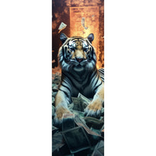 Lade das Bild in den Galerie-Viewer, Spannrahmenbild Tiger schwimmt in Geldscheinen Panorama Hoch