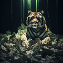 Lade das Bild in den Galerie-Viewer, Poster Tiger thront auf Geldscheinen Quadrat
