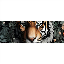 Lade das Bild in den Galerie-Viewer, Poster Tigerkopf in exotischen Pflanzen Panorama