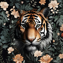 Lade das Bild in den Galerie-Viewer, Poster Tigerkopf in exotischen Pflanzen Quadrat