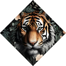Lade das Bild in den Galerie-Viewer, Poster Tigerkopf in exotischen Pflanzen Raute