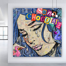 Lade das Bild in den Galerie-Viewer, Aluminiumbild gebürstet Tränen Frau Send Chocolate Quadrat