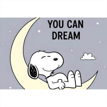 Lade das Bild in den Galerie-Viewer, Aluminiumbild Traumhafter niedlicher Hund mit inspirierendem Spruch Querformat