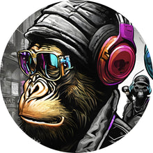 Lade das Bild in den Galerie-Viewer, Aluminiumbild gebürstet Affenportrait im Street Style Kreis