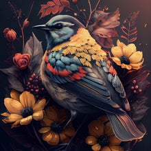 Lade das Bild in den Galerie-Viewer, Aluminiumbild Tropischer Vogel mit Blumen Modern Art No. 2 Quadrat