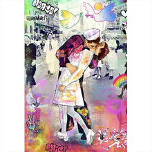 Lade das Bild in den Galerie-Viewer, Poster Verliebtes Paar im bunten Pop Art Stil Hochformat