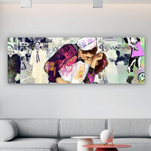 Lade das Bild in den Galerie-Viewer, Leinwandbild Verliebtes Paar im bunten Pop Art Stil Panorama