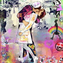 Lade das Bild in den Galerie-Viewer, Leinwandbild Verliebtes Paar im bunten Pop Art Stil Quadrat