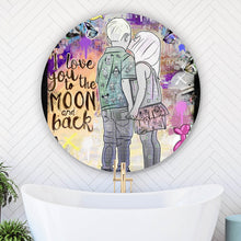 Lade das Bild in den Galerie-Viewer, Aluminiumbild gebürstet Verliebtes Paar im bunten Street Art Stil Kreis
