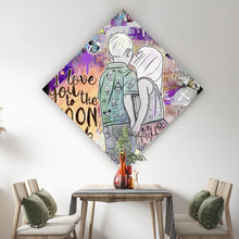 Lade das Bild in den Galerie-Viewer, Leinwandbild Verliebtes Paar im bunten Street Art Stil Raute