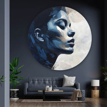 Lade das Bild in den Galerie-Viewer, Aluminiumbild gebürstet Verträumte Darstellung einer Frau Abstrakt Kreis