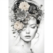 Lade das Bild in den Galerie-Viewer, Poster Verträumte Frau mit Blumenkranz Hochformat