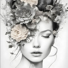 Lade das Bild in den Galerie-Viewer, Poster Verträumte Frau mit Blumenkranz Quadrat