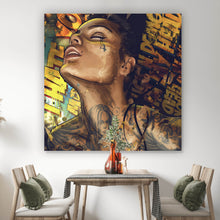 Lade das Bild in den Galerie-Viewer, Leinwandbild Verträumtes Porträt in Graffiti Kunst Quadrat