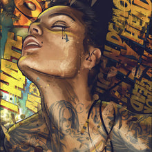 Lade das Bild in den Galerie-Viewer, Leinwandbild Verträumtes Porträt in Graffiti Kunst Quadrat