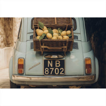 Lade das Bild in den Galerie-Viewer, Leinwandbild Vintage Auto in malerischer Gasse Querformat