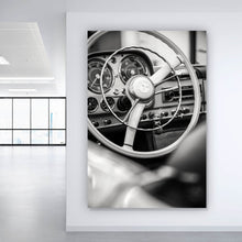 Lade das Bild in den Galerie-Viewer, Spannrahmenbild Vintage Auto Lenkrad Retro Look Hochformat