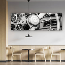 Lade das Bild in den Galerie-Viewer, Aluminiumbild Vintage Auto Lenkrad Retro Look Panorama