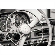 Lade das Bild in den Galerie-Viewer, Poster Vintage Auto Lenkrad Retro Look Querformat