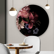 Lade das Bild in den Galerie-Viewer, Aluminiumbild gebürstet Vintage Blumen Kreis