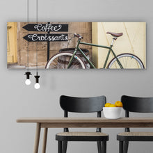 Lade das Bild in den Galerie-Viewer, Aluminiumbild gebürstet Vintage Fahrrad Breakfast Panorama
