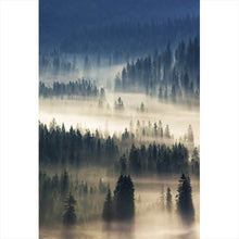 Lade das Bild in den Galerie-Viewer, Aluminiumbild Wald im Nebel Hochformat