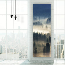 Lade das Bild in den Galerie-Viewer, Leinwandbild Wald im Nebel Panorama Hoch