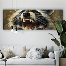 Lade das Bild in den Galerie-Viewer, Leinwandbild Waschbär beim Essen im Vintagestil Panorama