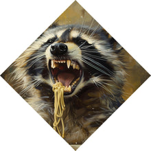 Lade das Bild in den Galerie-Viewer, Spannrahmenbild Waschbär beim Essen im Vintagestil Raute