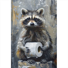 Lade das Bild in den Galerie-Viewer, Poster Waschbär mit Toilettenpapier Hochformat
