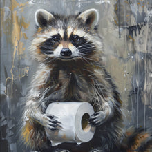 Lade das Bild in den Galerie-Viewer, Leinwandbild Waschbär mit Toilettenpapier Quadrat