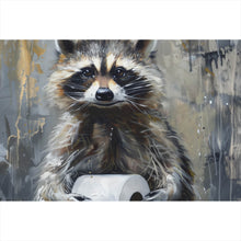 Lade das Bild in den Galerie-Viewer, Acrylglasbild Waschbär mit Toilettenpapier Querformat