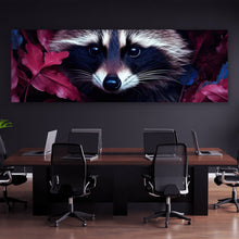 Lade das Bild in den Galerie-Viewer, Aluminiumbild Waschbär zwischen Blättern Panorama