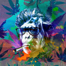 Lade das Bild in den Galerie-Viewer, Leinwandbild Weed Monkey Modern Art Quadrat