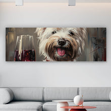 Lade das Bild in den Galerie-Viewer, Aluminiumbild gebürstet Weißer Terrier mit Weinglas Panorama